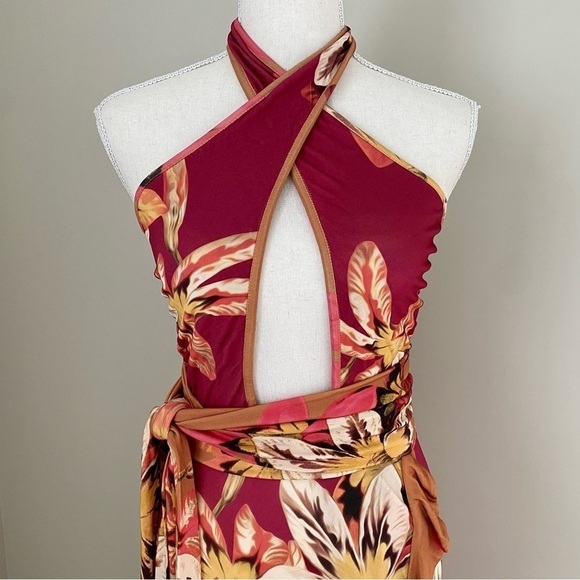 PatBO Carmen Floral Halter Wrap Dress Small - Picture 8 of 15